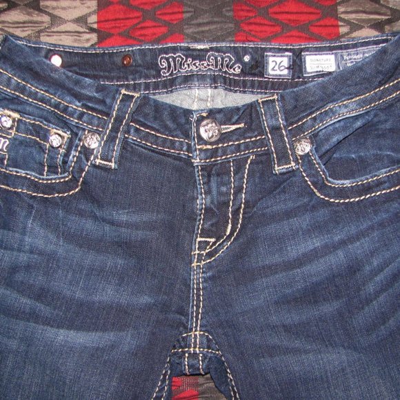 Miss Me Jeans Size 26 x 31 Signature Slim Boot Low Rise Embellished - Picture 6 of 12